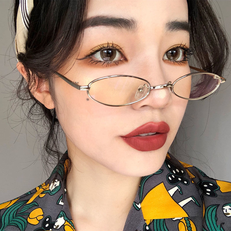Hip hop glasses female Jacky Xue same style personality fashion net red small frame flat oval Sunglasses male ins