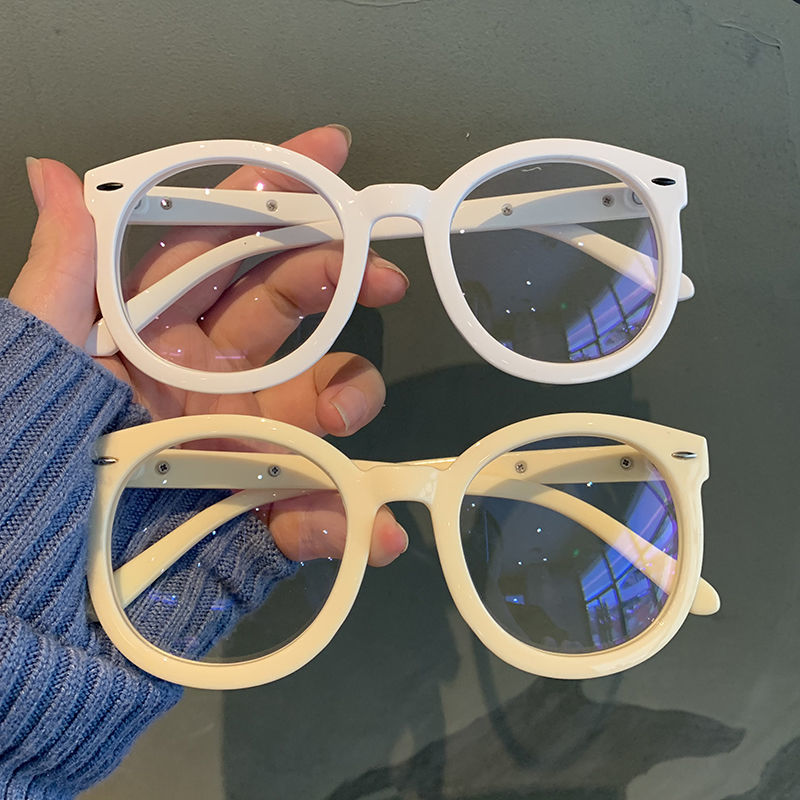 Net red Korean version black thick frame retro literature plain face plain light spectacle frame female big round face thin spectacle frame male