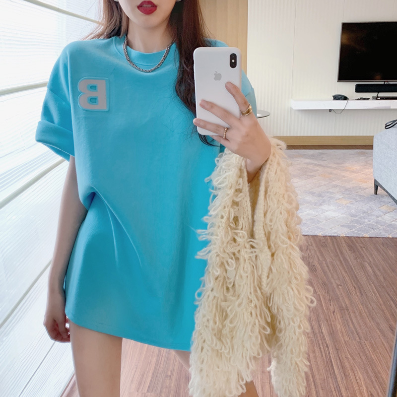 #Summer new Korean loose short sleeve T-shirt women's 3D concave convex reflective printed women's top