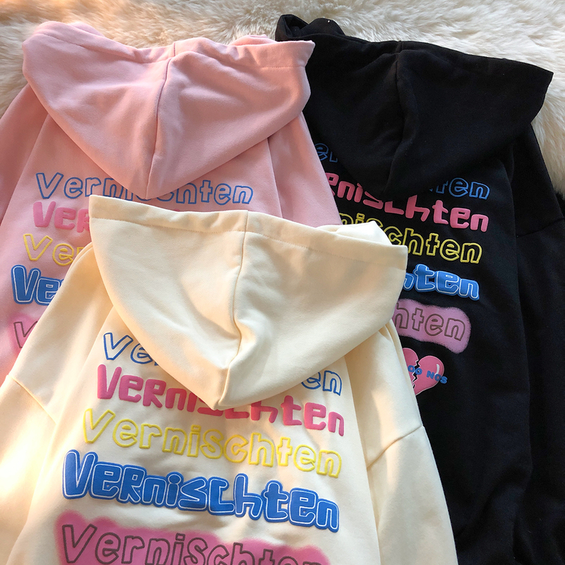 Official figure real price fish scale cloth cotton thin sweater women's Hoodie zipper foaming printing