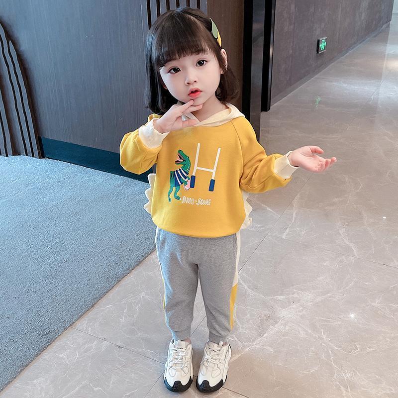 Girls' spring and autumn sweater set 2022 new Korean version of Yangqi net red girl cartoon hooded sports suit