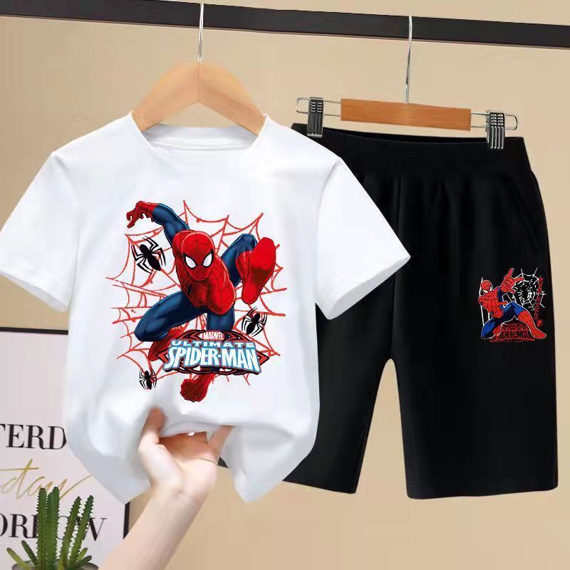Children's wear boys' short sleeve set 2022 summer wear new breathable spider man Altman handsome fashion cartoon two-piece set