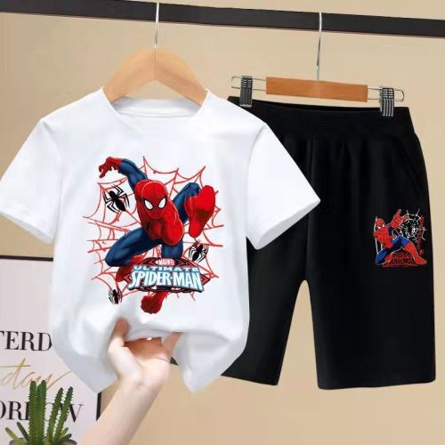 Children's wear boys' short sleeve set  summer wear new breathable spider man Altman handsome fashion cartoon two-piece set