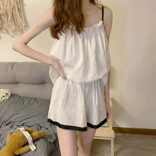 Pyjama girl summer student cute thin suspender shorts girl Princess sexy home suit can be worn outside