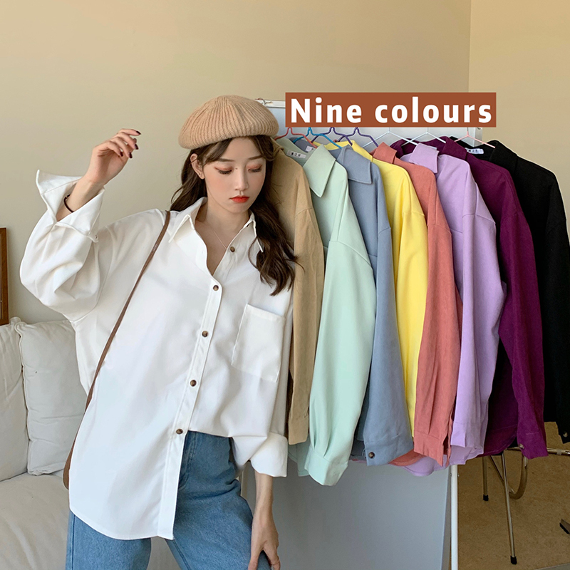 Real shooting, real price, multicolor, Korean loose Pocket Shirt, button up tooling, frosted shirt