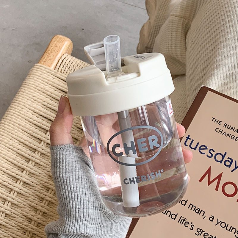 Simple water cup female ins style high beauty plastic straw cup small portable student home drinking water handy cup