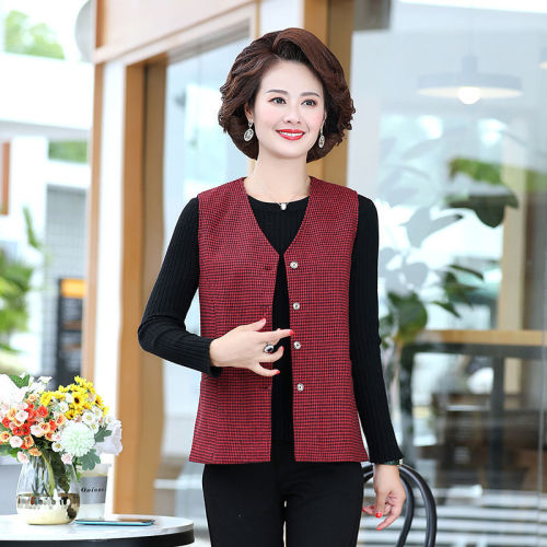 Autumn clothes, middle-aged and elderly women's jackets, new styles, 40-50 year old mothers, spring and autumn western style tops, waistcoats, vests and shawls