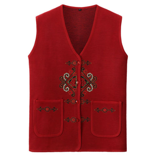 Elderly waistcoat women's spring and autumn thin sweater, old lady's shoulder length, grandma's sweater, cardigan, mother's vest, coat