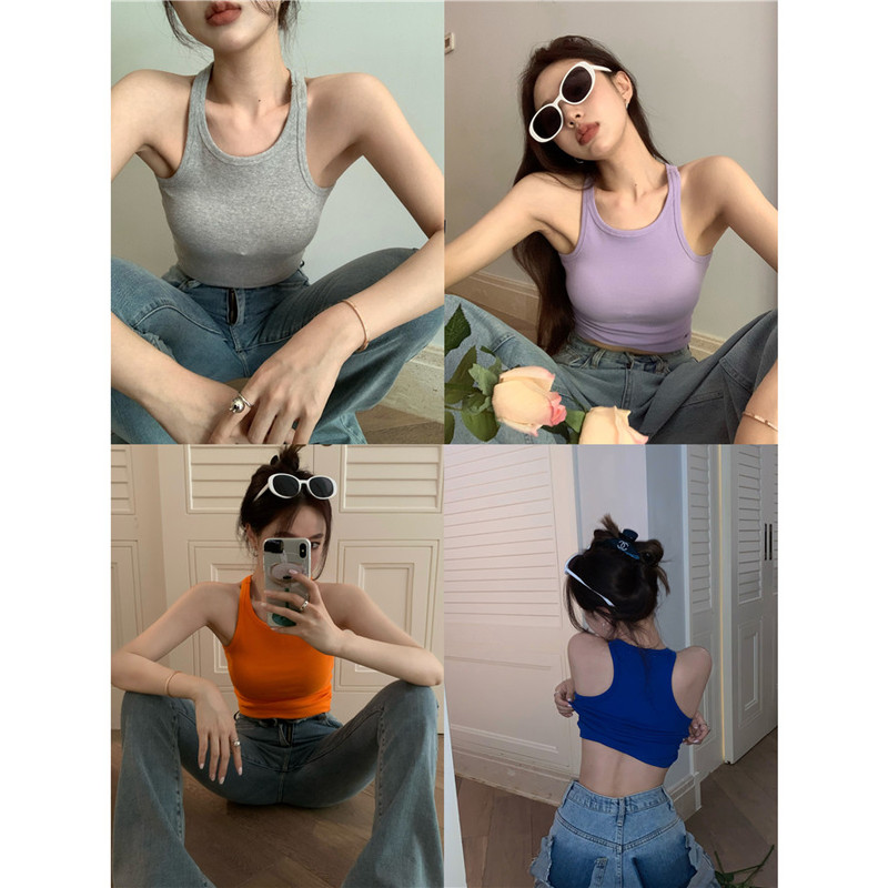 Real shot 6-color tank top, slim fit, elastic, basic inside