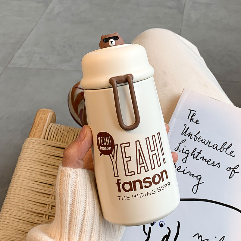 Korean thermos cup female ins cute high appearance stainless steel water cup portable creative super cute student girl cup