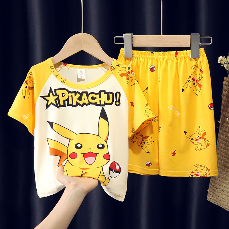 Summer children's pajamas, boys' girls' baby thin short sleeve home clothes, boys' children's cartoon air conditioning suit set