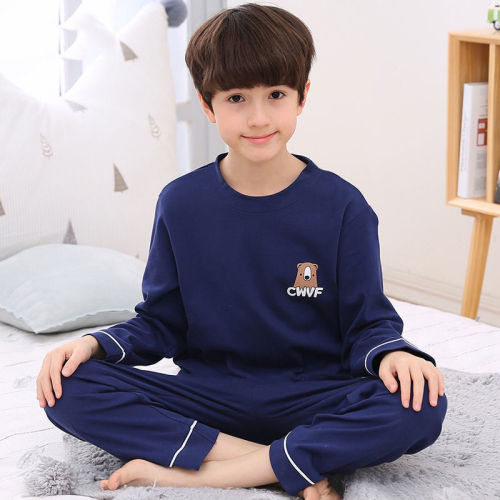 Children's pajamas, boys' long sleeved trousers, spring and autumn new boys' middle and large children's air-conditioning clothes, home clothes, suit, thin velvet summer