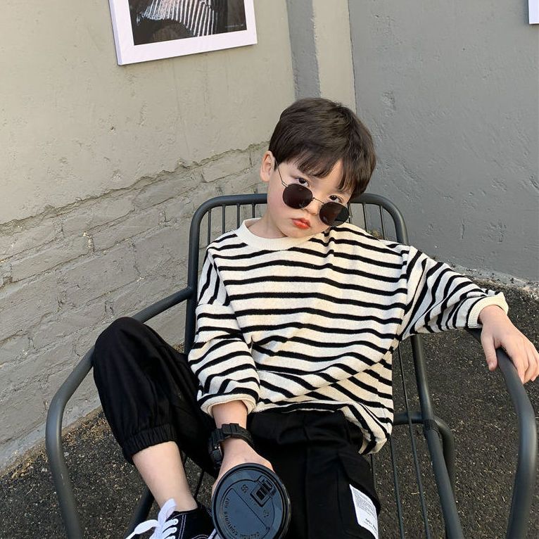 Children's clothing 22 spring and Autumn New Korean boys' fried Street sweater children's trendy children's striped exotic baby long sleeved top