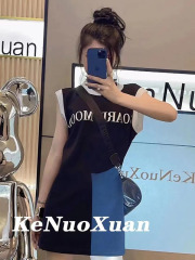 American street style basketball vest women's 2022 summer letter printing fashion loose and thin sleeveless top