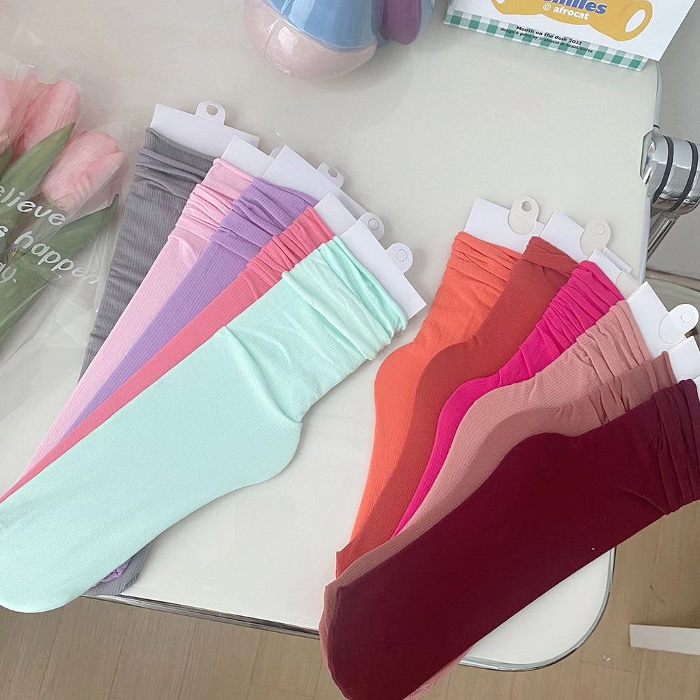 Candy color ice socks Korean version girl's heart ins fashion versatile summer thin pile socks solid calf socks children