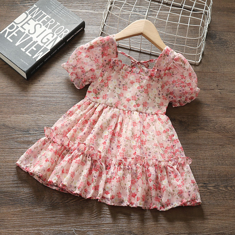 Girls' summer dress 1 exotic chiffon skirt little girls' summer dress Floral Skirt 4 girls' fashionable princess skirt