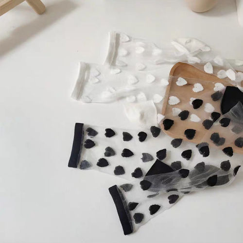 Japanese concave shape expert love glass fiber medium tube transparent socks children Korean ultra-thin silk socks summer white