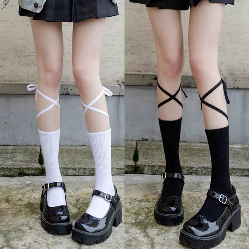 Collegiate style ins Leggings cross calf socks Leggings JK Korean style trendy medium tube socks children's summer cotton socks