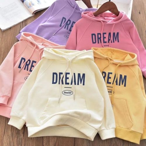 Girls' spring and autumn thin Hoodie 2022 new middle school and university children's bottoming top loose foreign style children's jacket