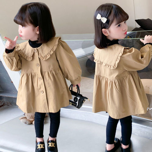 Girls' windbreaker coat autumn clothes westernized children's clothes 2022 new baby medium length children's spring and autumn tops trend