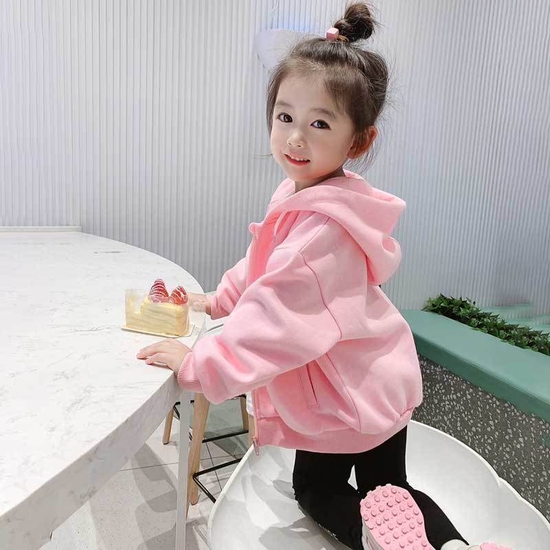 Girls' coat spring 2022 new children's wear Korean children's casual Hoodie Baby Sports sweater cardigan