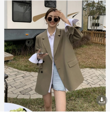 Blazer women's 2022 early autumn new khaki temperament loose suit top