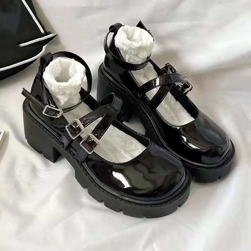 British style Japanese small leather shoes women's thick heel thick bottom jk uniform shoes lolita retro Mary Jane single shoes college style