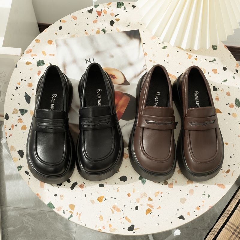 Seven step forest thick bottom small British style small leather shoes flat jk uniform single shoes college loafer women's plus velvet
