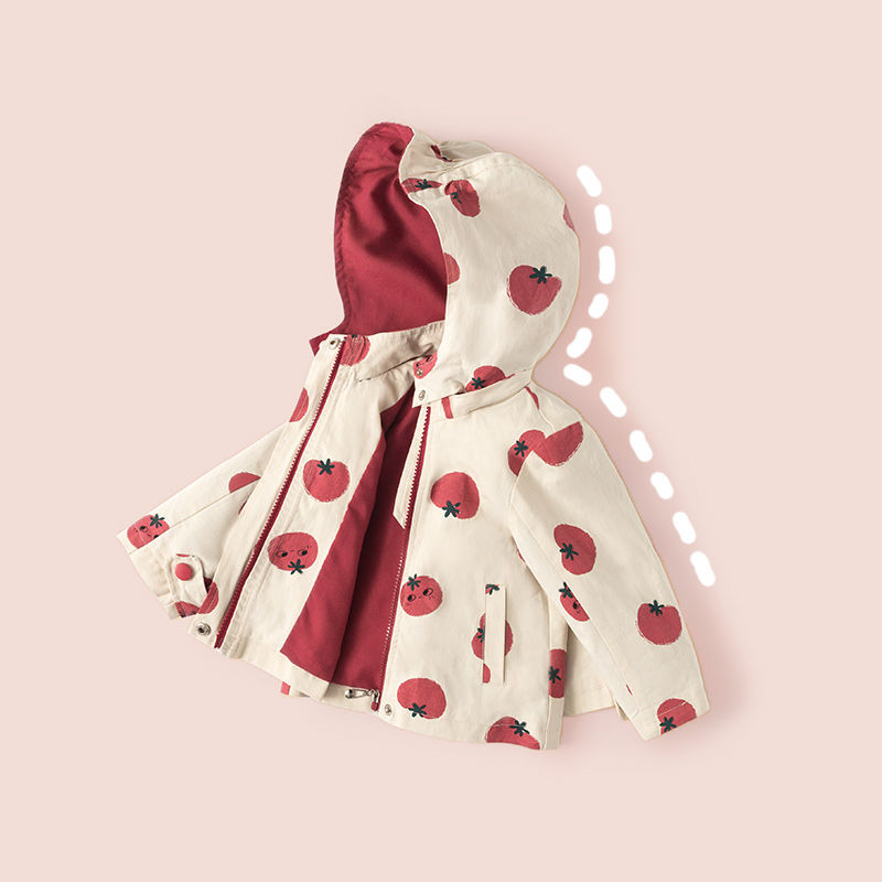 Baby girl coat with cotton thickening spring and autumn 2022 new baby 1-year-old girl windbreaker jacket net red ocean trend