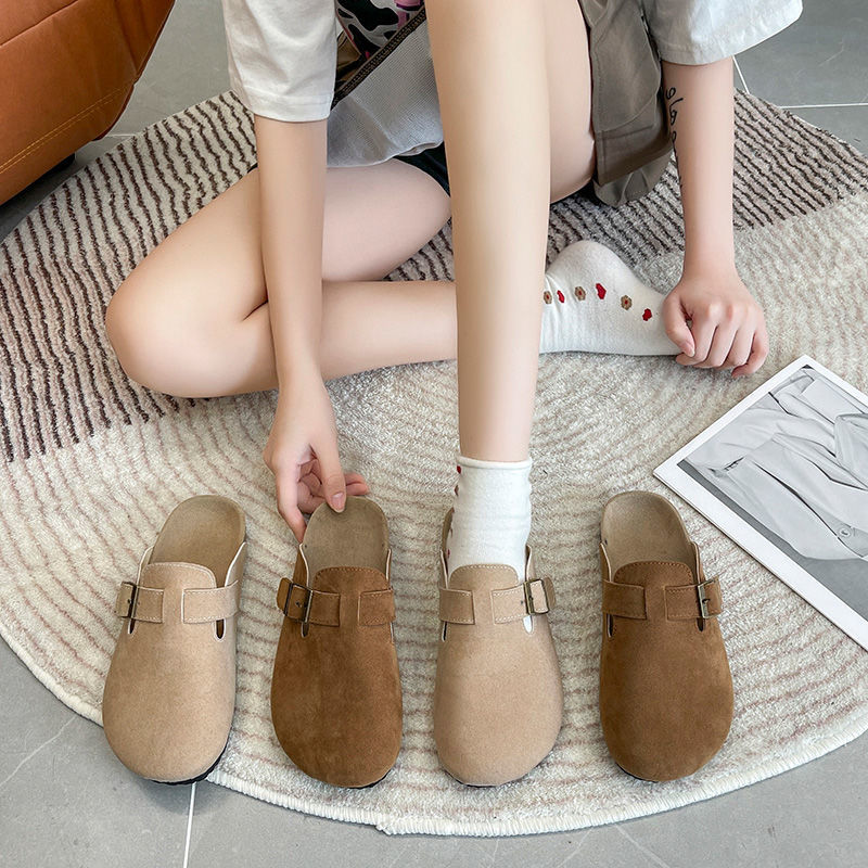 Grape Mom studiolee French retro soft bottom Baotou half drag thick bottom one pedal flat Birkenstock women's summer