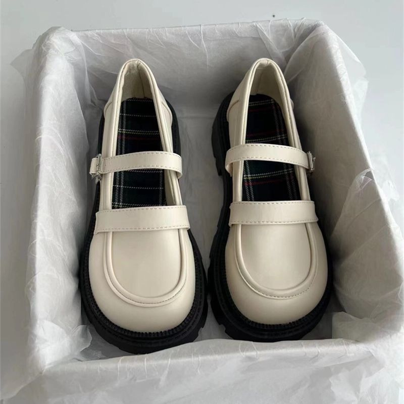 White British style small leather shoes women's 2022 summer new 100 matching skirts retro French thick-soled Mary Jane shoes