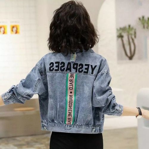 Denim jacket women's short 2022 long-sleeved new Korean version loose bf style small all-match retro top ins