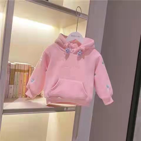 Girls' fleece sweater 2022 new autumn and winter children's foreign style children's clothing children's long-sleeved hoodie baby top trendy