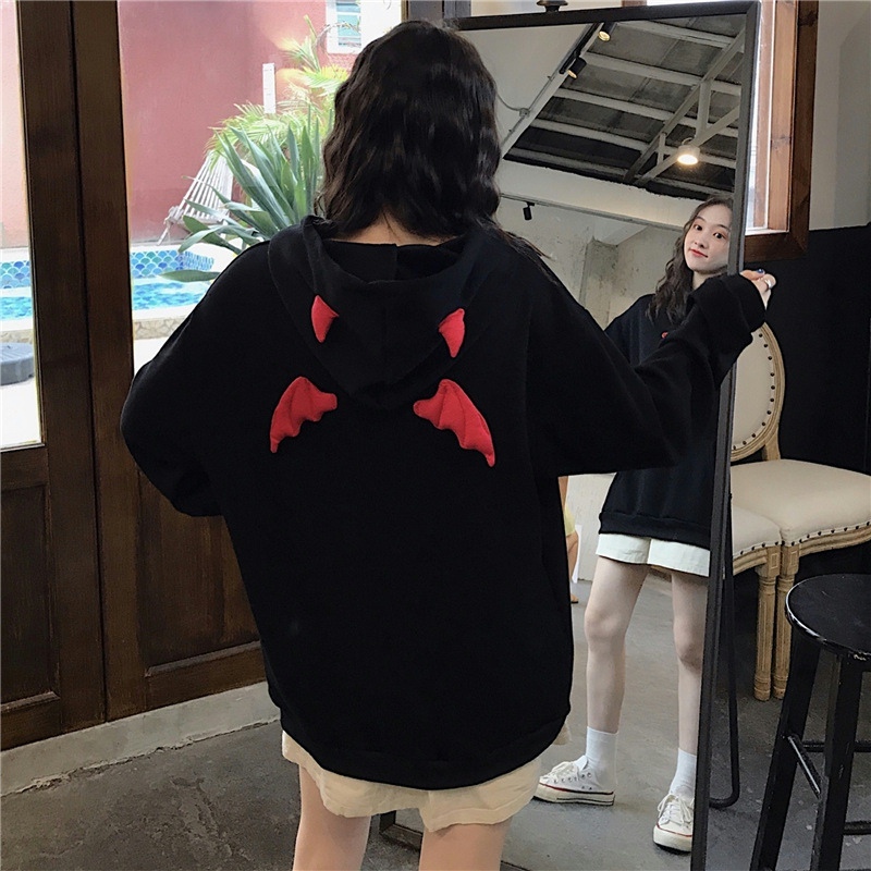 Plus velvet sweater tide Harajuku style autumn and winter new female Korean version ins net red dark loose hooded