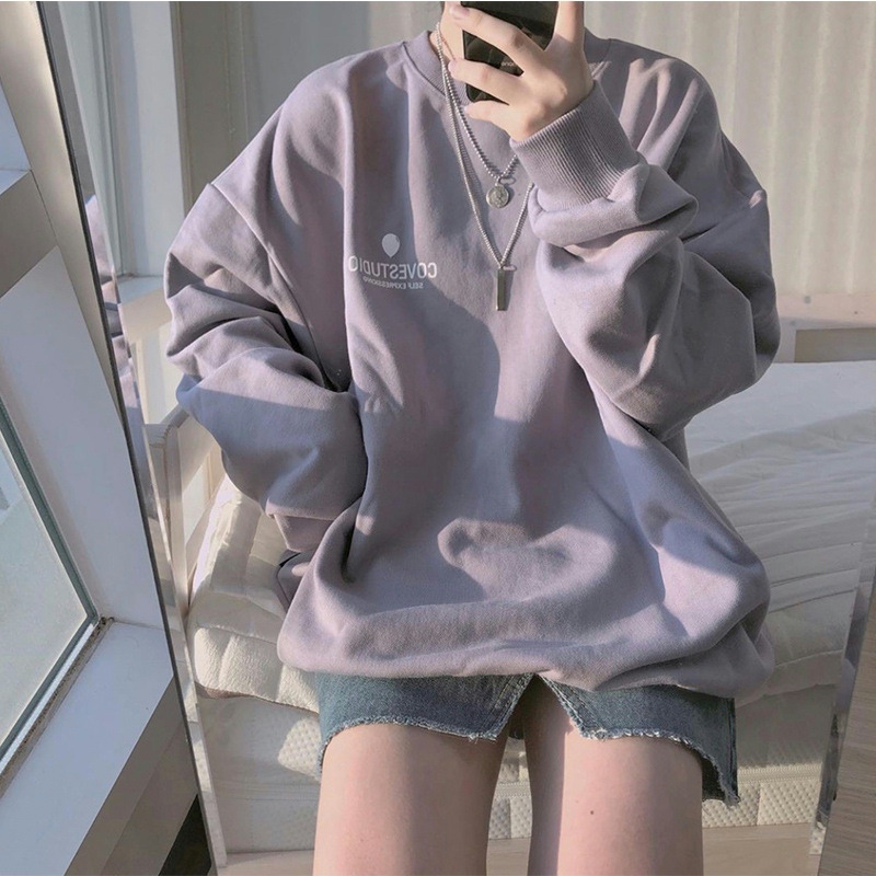 Cotton Autumn new Korean version loose pullover long-sleeved sweater female student thin top coat female