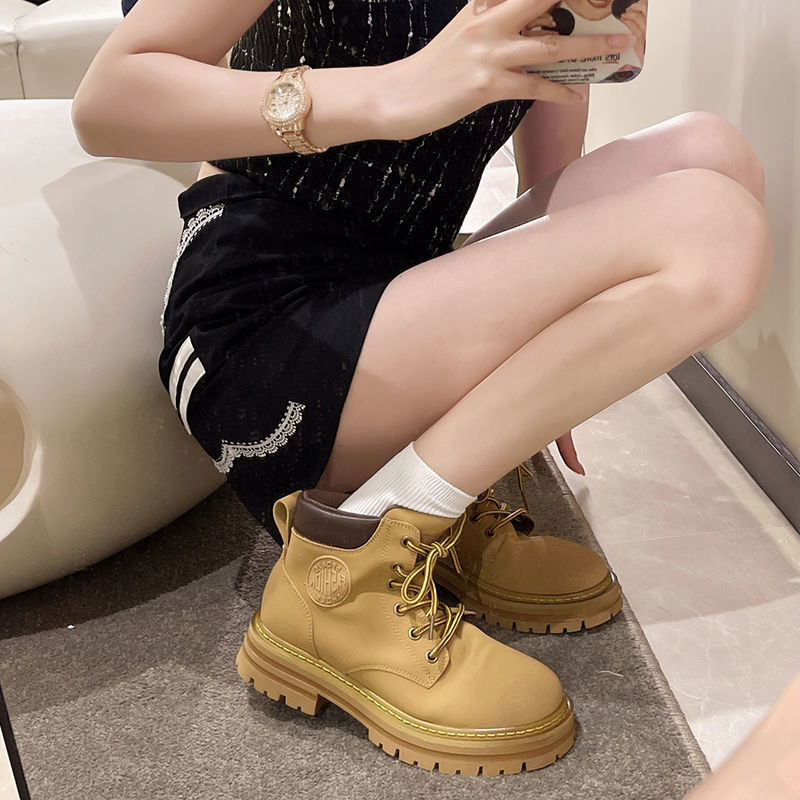 Thick-soled Martin boots women's 2022 summer new British style breathable rhubarb boots motorcycle single boots thin short boots