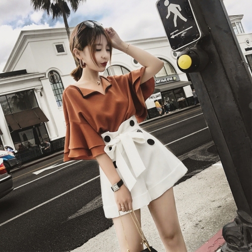  summer new western style slimming Hong Kong style two-piece fashion shorts fashionable lady with the same suit female