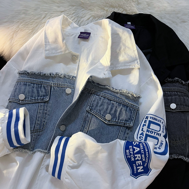 Original denim vibrato quality plus lining plus size 200 catties baseball uniform jacket jacket
