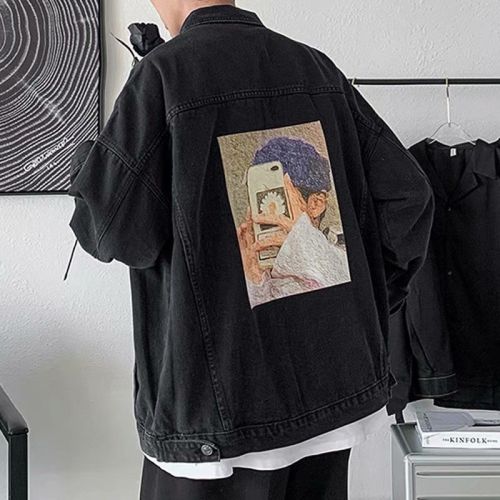 Denim jacket men's tide brand spring and autumn clothes Korean version of the trend handsome jacket loose ins tide all-match tops for men and women