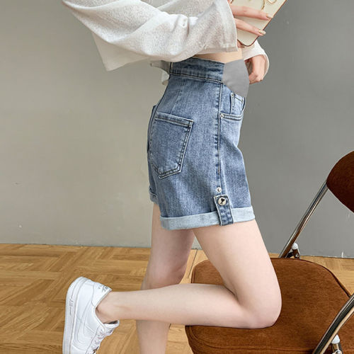 Pregnant women's shorts summer thin section women's summer outer wear early pregnancy maternity clothes summer casual denim three-point shorts summer