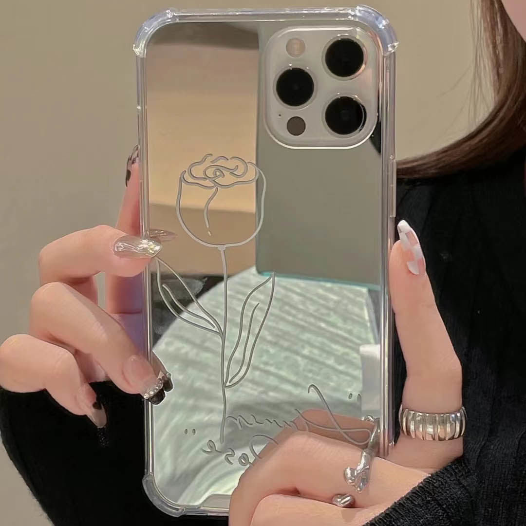 ins wind line rose 13Promax apple 12 mobile phone shell Iphone11 mirror xs/xr female 8plus
