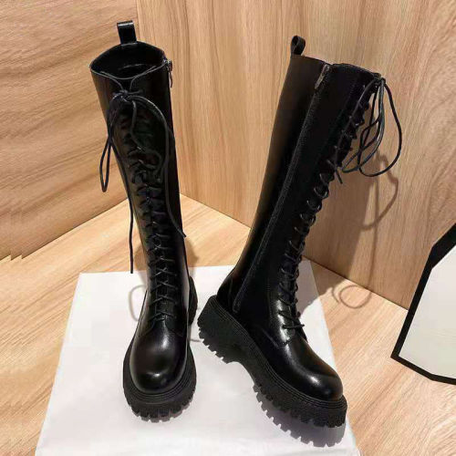 Martin boots women's summer 2022 autumn and winter new thin lace-up but knee-high boots thick-soled knight boots boots