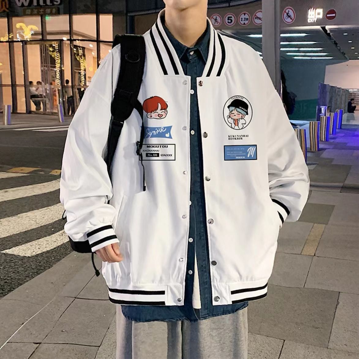 Baseball uniform jacket men's spring and autumn trend Korean version of the Hong Kong style loose ins wild jacket casual top