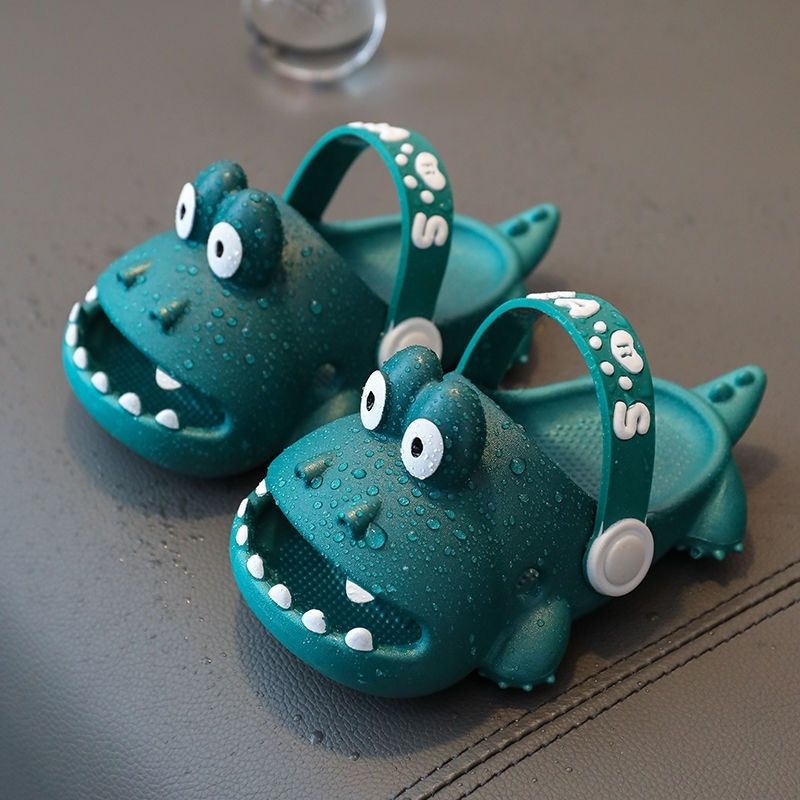 Children's Baotou crocodile slippers summer boys and girls hole shoes non-slip soft bottom bag with two children's sandals and slippers