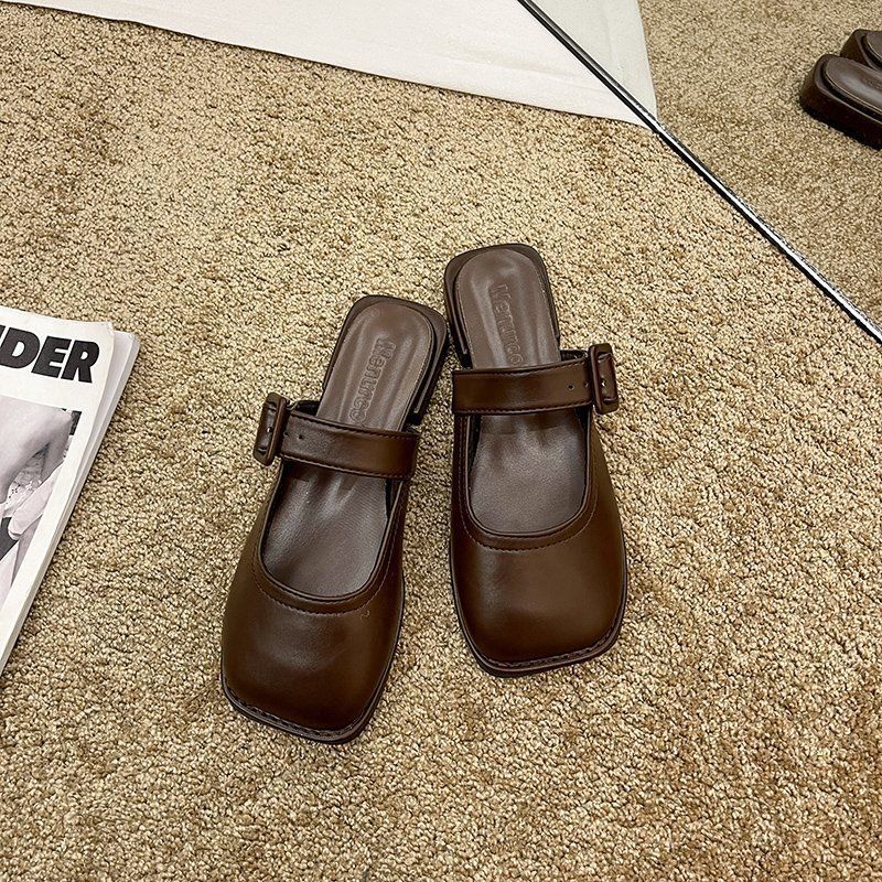 Xiaoxiangfeng Baotou lazy half slippers female 2021 new summer fashion outer wear ins tide fairy wind sandals