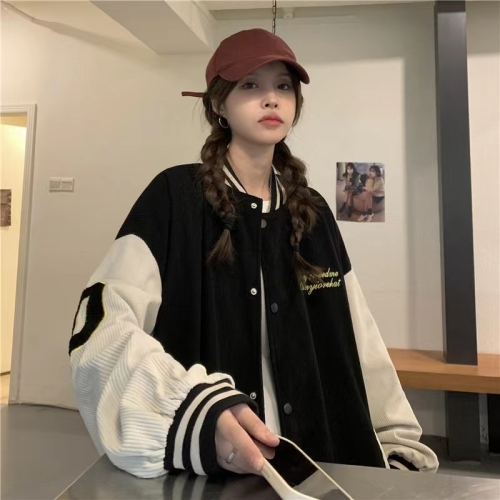 Real price real price Corduroy jacket women's autumn thin retro baseball uniform women