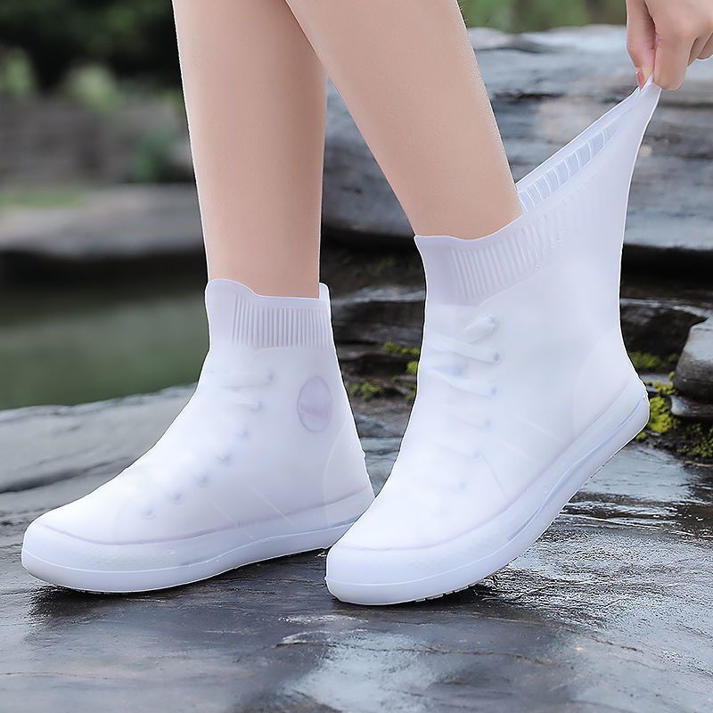 Rainproof shoe cover men and women waterproof thickening non-slip wear-resistant rainy weather waterproof shoe cover washable high-top rain shoes wear-resistant rain boots
