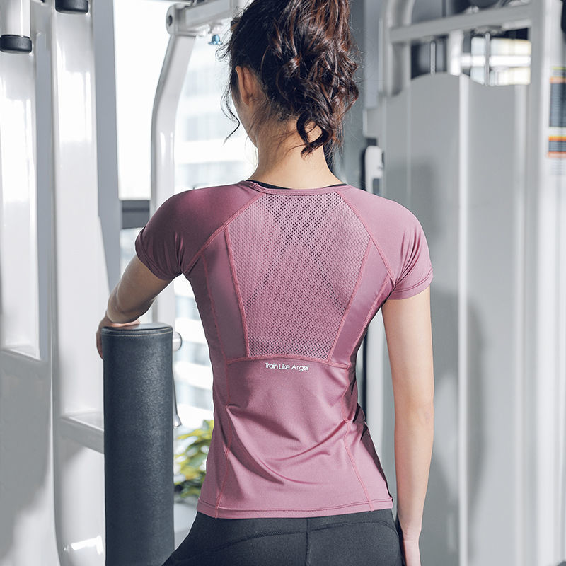 Sports t-shirt women's tight fitness clothes quick-drying running short-sleeved yoga clothes top summer thin section