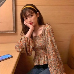 French retro western style age-reducing sunset chiffon floral top sweet and thin net red 2021 spring and summer dress women's skirt