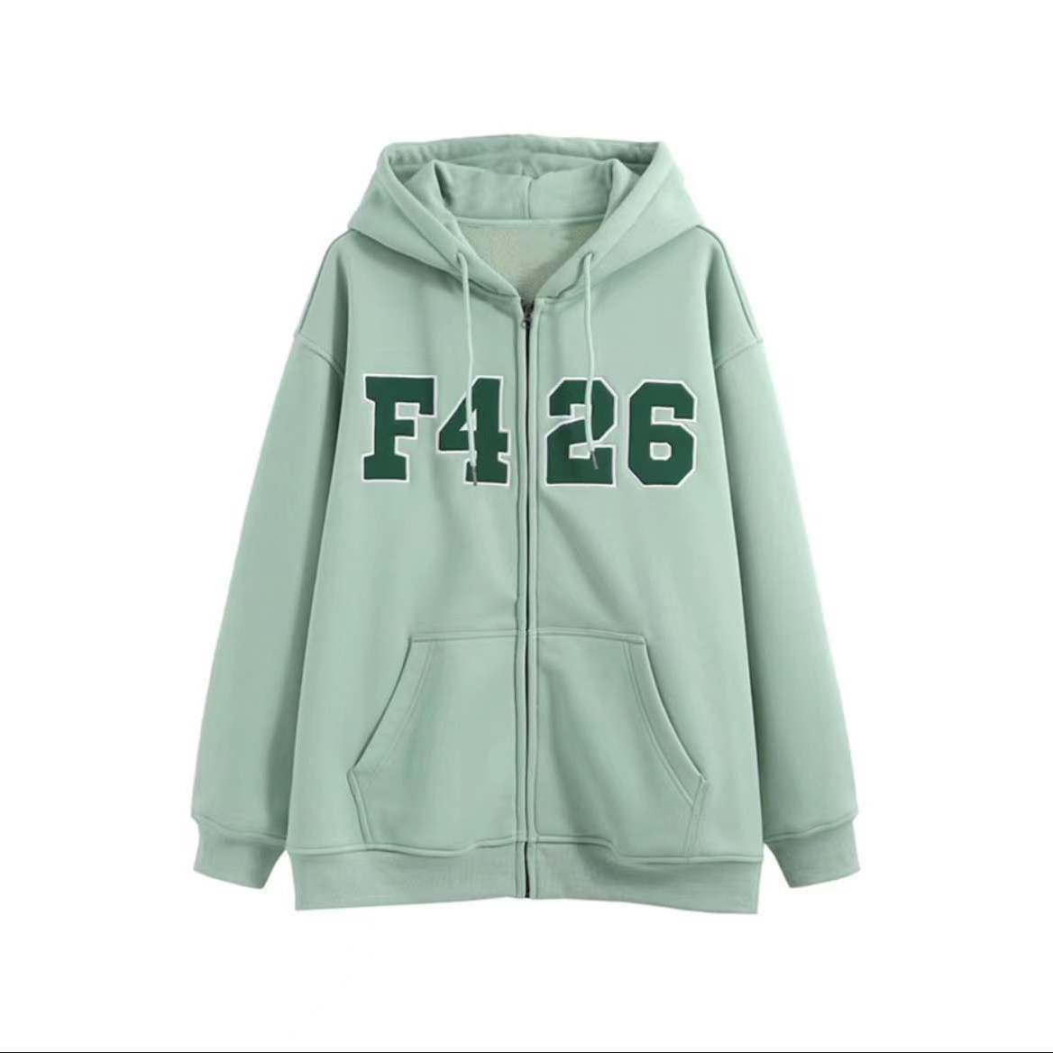 Guochao brand spring and autumn couple hip-hop zipper big LOGO cardigan loose casual jacket men and women sweater
